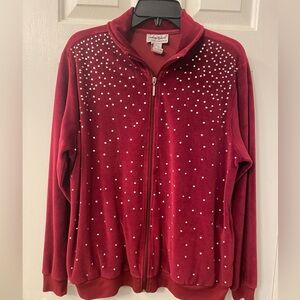Vintage Anthony Richard’s Red Velour Jacket with rhinestones size L